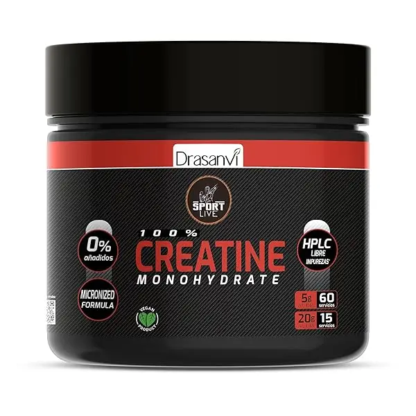 Drasanvi 100% Creatina Monohidratada Pura en Polvo - Aumentar Masa Muscular y Rendimiento - Creatina Monohidrato, 80 mesh - 300g